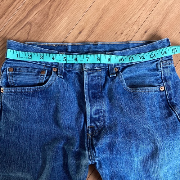 Original Blue Denim Levi’s 501 Button Fly Jeans 29x30 - Picture 7 of 9